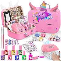 Kids Nail Polish Set for Girls, Non-Toxic Quick Dry Nail Art Salon Kit with Nail Dryer and Peelable Nail Polish,Ideal Gift To