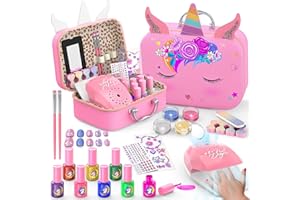 Kids Nail Polish Set for Girls, Non-Toxic Quick Dry Nail Art Salon Kit with Nail Dryer and Peelable Nail Polish,Ideal Gift To