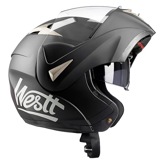 Westt® Torque · Fullface Helm Klapphelm Schwarz Helm Motorrad Roller mit Doppelvisier · Motorradhelm Damen und Herren Integra