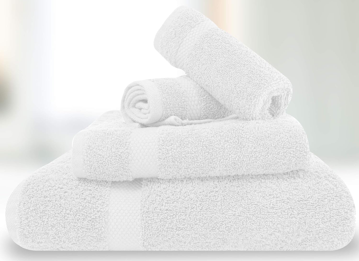 Luxury White Bath Towel Set - Combed Cotton Hotel Quality Absorbent 8 Piece Towels | 2 Bath Towels | 2 Hand Towels | 4 Washcloths [Worth $72.95] 8Pc | White: Home & Kitchen