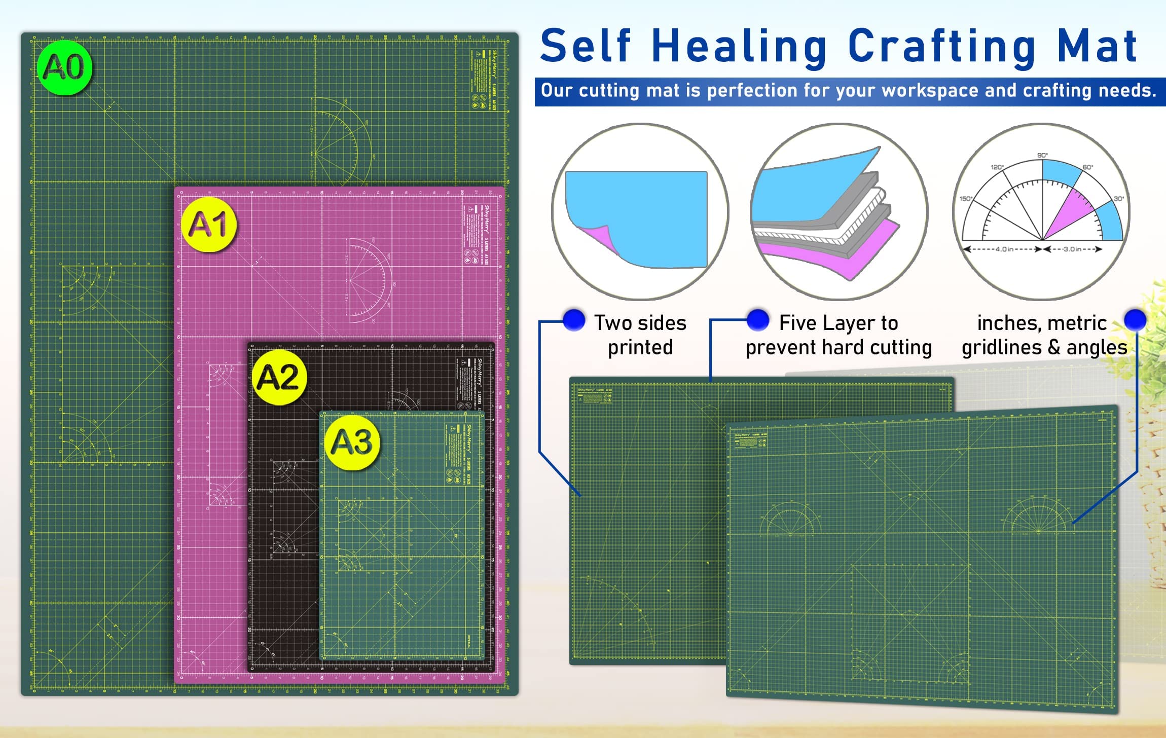 Shiny Merry Self Healing Cutting Mat A3 12