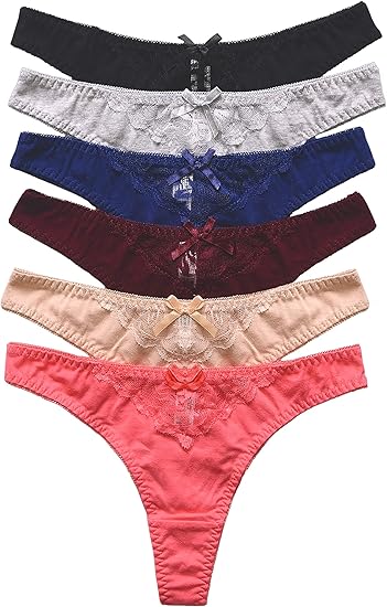 Amazon Com Women S Thong Panties 6 Pair Sets In 4 Comfortable