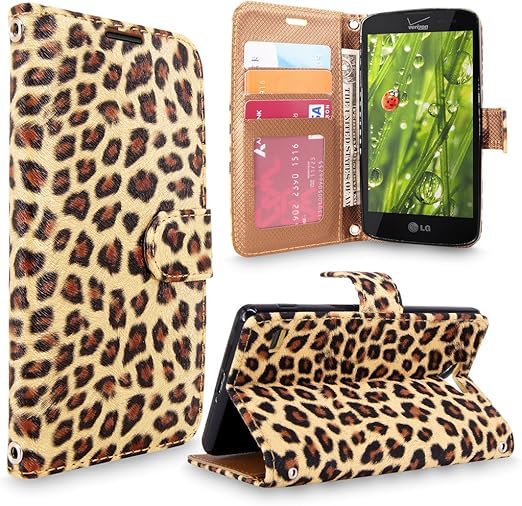 Amazon Com Lg Lancet Case Lg Vw820 Case Cellularvilla Slim Fit Stand Feature Premium Pu Leather Wallet Case Card Slots Book Style Protective Flip Cover For Lg Lancet Vw820 Brown Leopard
