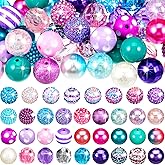 Zeyune 100 Pcs Colorful Chunky Bubblegum Beads 20mm Round Chunk Plastic Rhinestone Large Beads for Pen Jewelry Chain Making Craft Spacer Supplies Wedding Garland DIY (Colorful,Mermaid)