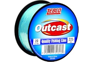 Zebco Outcast Monofilament Fishing Line, 225-Yards, 20-Pound, Low Memory and Stretch, High Tensile Strength, Blue