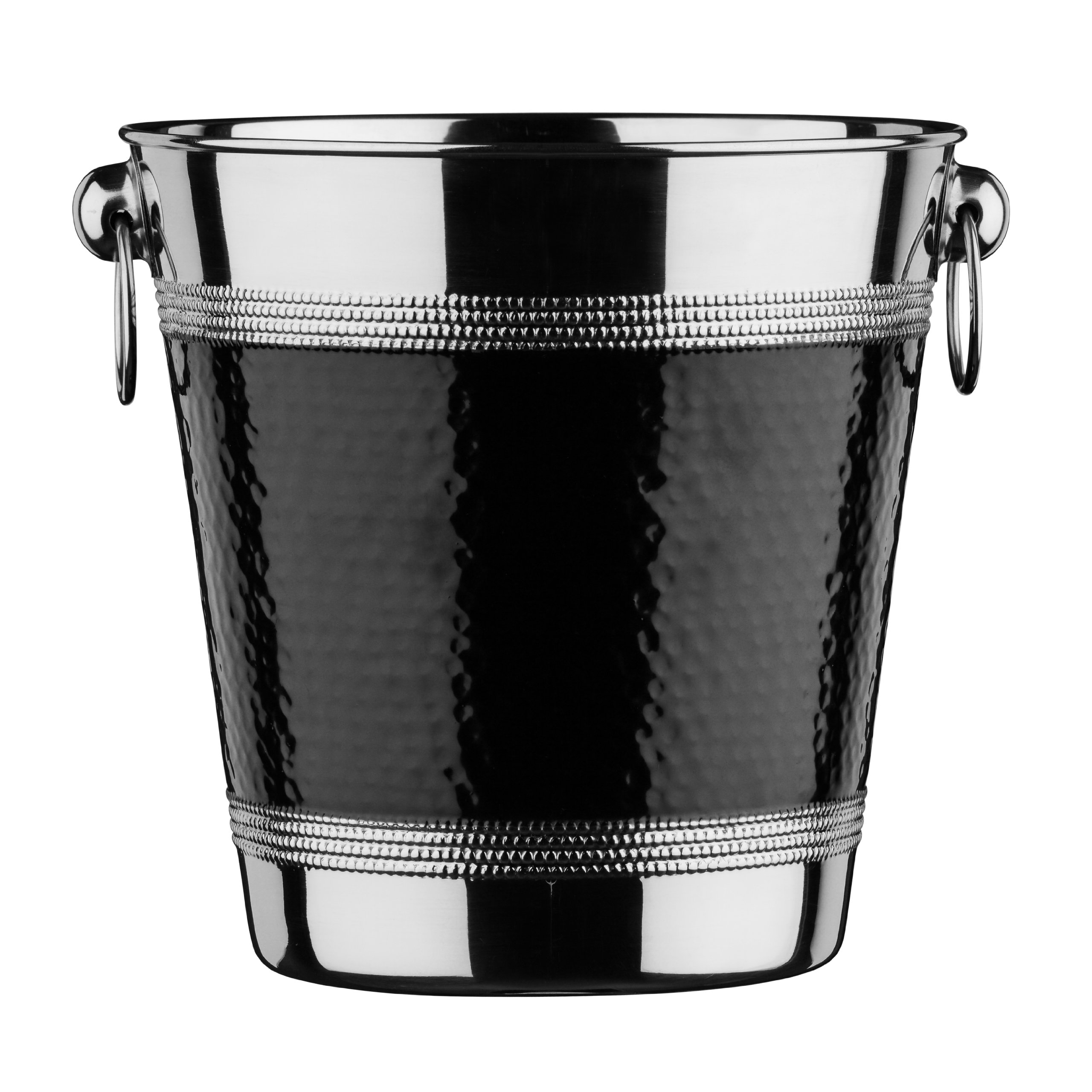 Premier Housewares 507784 Champagne Bucket with Hammered Black Band - Stainless Steel