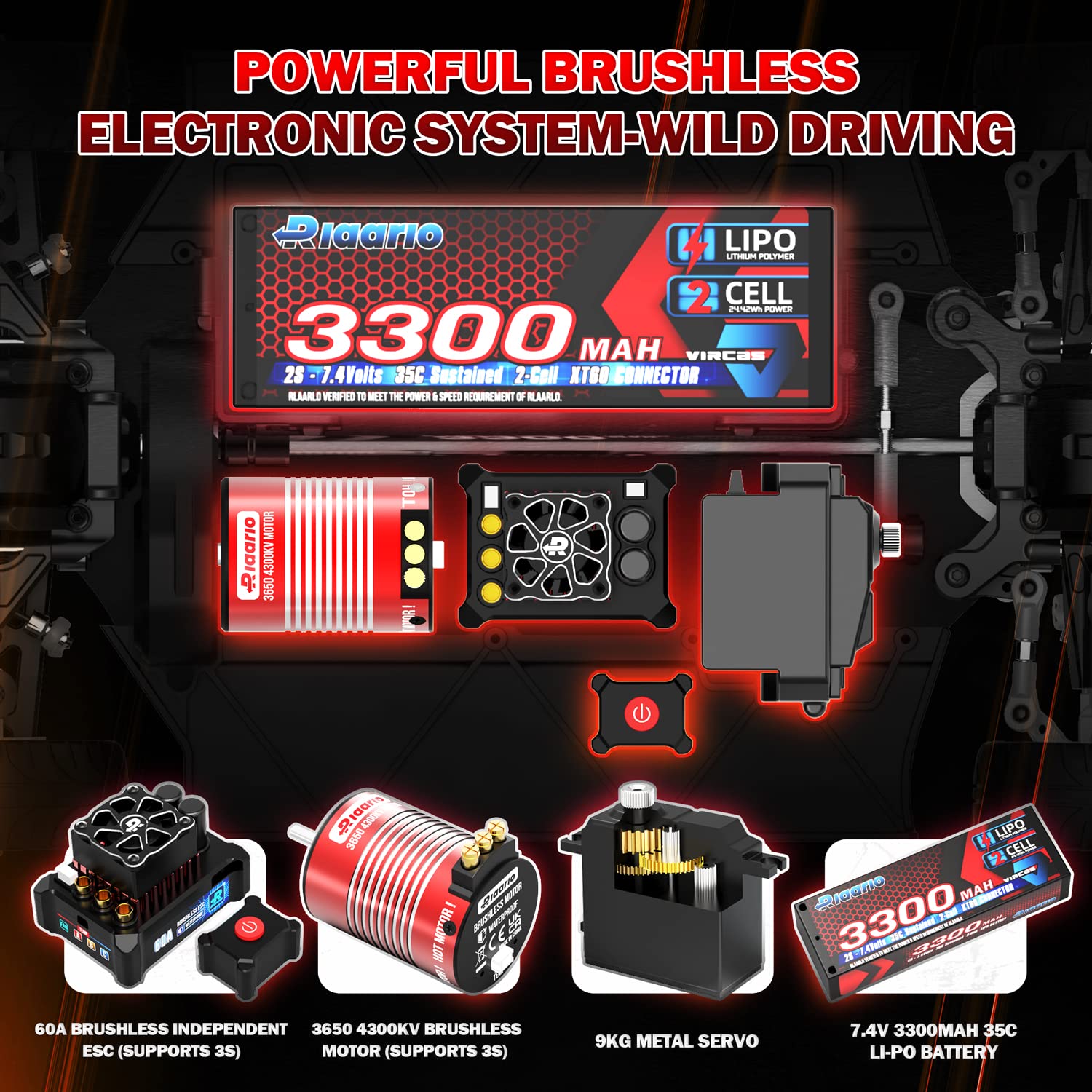 AMORIL 1:10 Fast Brushless RC Cars,Top Speed 120KM/H Large Remote Control Cars with 6 Lights for Adults,4x4 On-Road Hobby Racing Vechile with Aluminum Shaft, Li-po Battery, Rubber Tire,Oil Shocks,Red