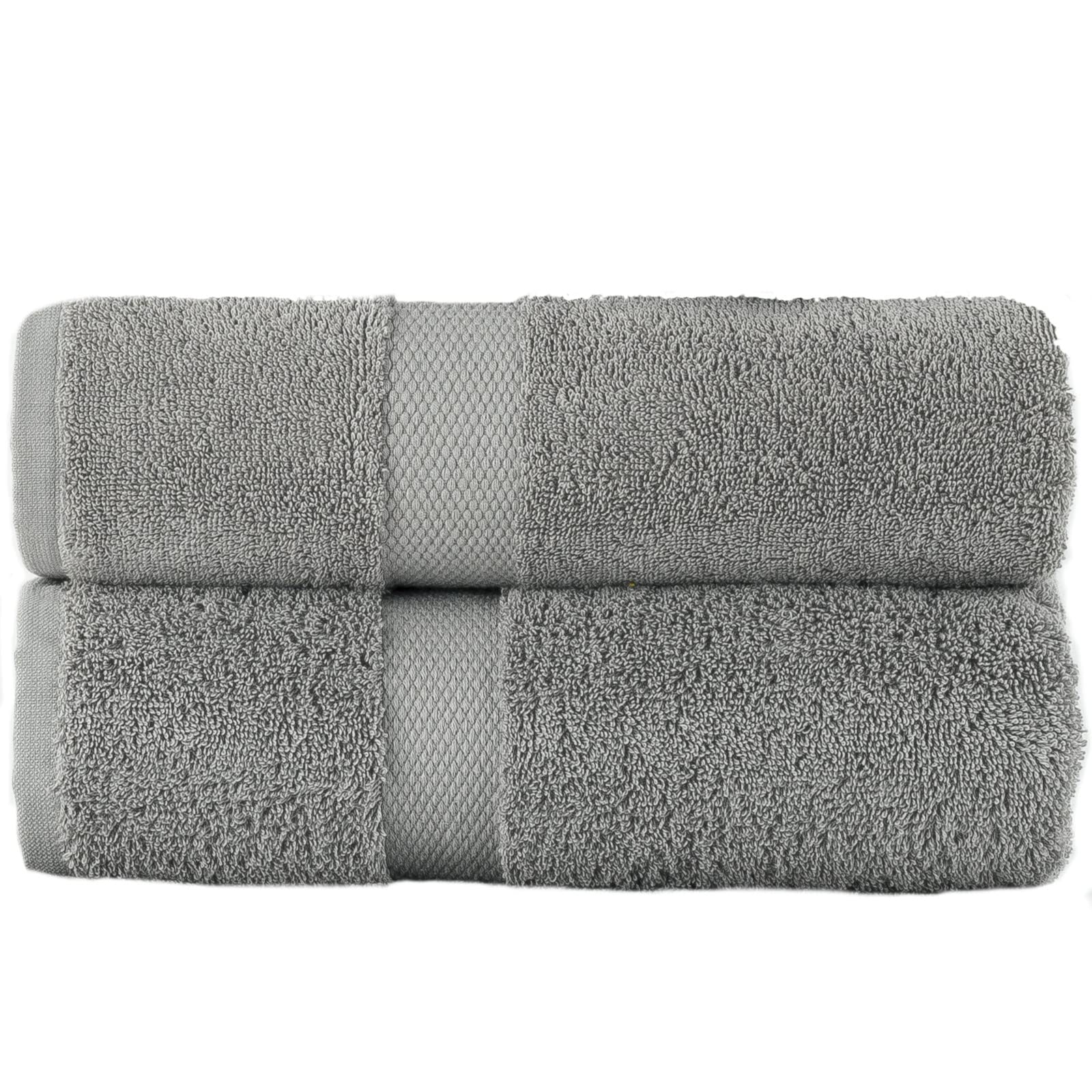 Sue Rossi 100% Egyptian Combed Cotton Hand Towels, Pack Of 2, Very Soft & Absorbent, Quick Dry 600gsm Thick Bathroom Or Kitchen Towel Set. (Silver)