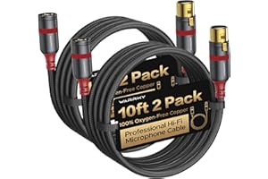 Warrky XLR Cables 10ft 2 Pack [Oxygen-Free Copper (OFC), Gold-Plated Connector] Balanced Microphone Cable Male to Female Professional Hi-Fi XLR Cable