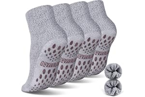 NOVAYARD 4 Pairs Non Slip Fuzzy Socks Winter Warm Cozy Slipper Socks Grip Men Women