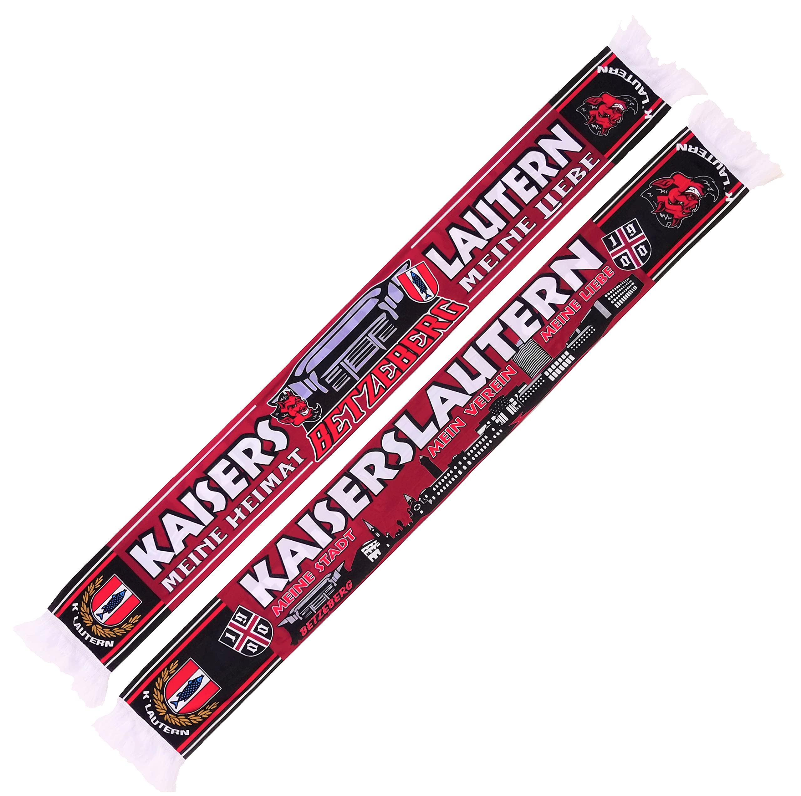 Kaiserslautern Betzenberg / Skyline Scarf (Silk Scarf), Kaiserslautern Fan Scarf, red, white, 140 cm x 17 cm