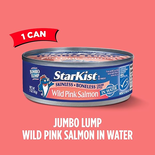 STARKIST WILD PINK SALMON – SKINLESS, BONELESS – 5 OZ CAN