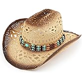 Pro Celia Straw Cowboy Hat for Women and Men, Western Cattleman Style, Wide Shapeable Brim