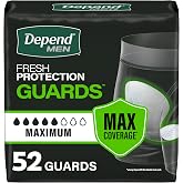 Depend Guards Incontinence Pads for Men, Maximum Absorbency, 52 Count