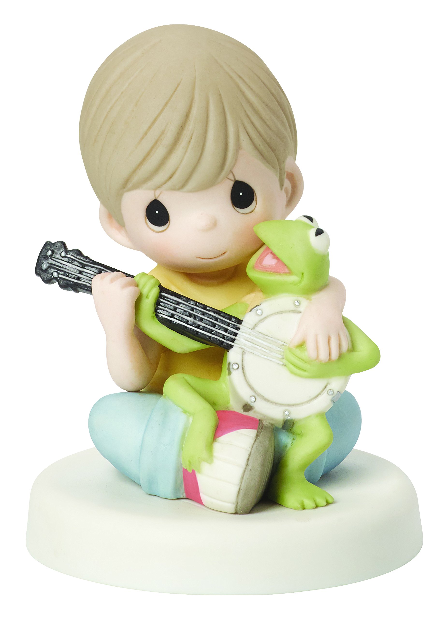 Precious Moments, Disney The Muppets, Music Is What Friendship Sounds Like Bisque Porcelain Figurine, Kermit, 154015