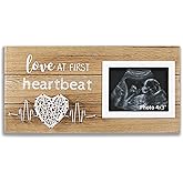 VILIGHT New Mom Gifts - Pregnancy Announcements Baby Gender Reveal Gifts - Love At First Heartbeat Sonogram Picture Frame for Standard 4" x 3" Ultrasound Photo