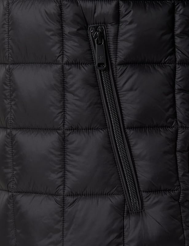 Herren Pufferjacke Nylon Quilted mit Stehkragen, Schwarz (Black), M