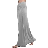 Urban CoCo Women's Stylish Spandex Comfy Fold-Over Flare Long Maxi Skirt