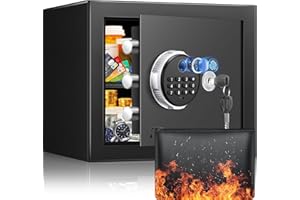 THMOSZ Smart Biometric Safe Box, 1.2 Cuft Fingerprint Home Safe with Digital Keypad and Spare Keys, Safety Box for Money, ID Documents, Jewelry & Valuables Home, Office, Hotel Use