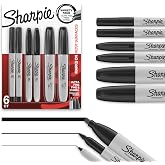Sharpie Permanent Markers Variety Pack, Includes Chisel, Fine, and Ultra-Fine Tips, Black, 6 Count - Poster, Office, School Supplies
