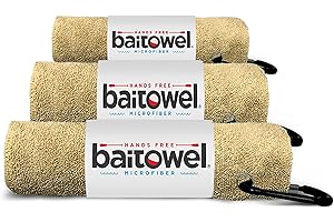BAITOWEL Bait Towel 3 Pack Fishing Towels with Clip, Plush Microfiber nap Fabric, 16x16, The Original Bait Towel Value 3 Pack