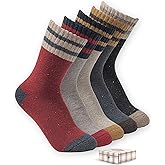 lykicool Wool Socks for Women-Cute Striped Thermal Crew Boot Socks-Soft Cozy Gifts,5 Pairs(Size 5-10)