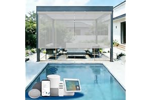 Uilvffo Motorized Outdoor Solar Shades, Custom Patio & Porch Blinds with Remote, Smart Exterior Shades Compatible with Apple 