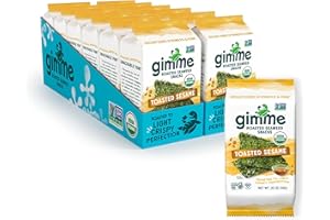 Gimme Seaweed Organic Premium Roasted Seaweed Snacks, Toasted Sesame, 12 Count Sharing Size, Keto, Vegan, Gluten-Free, Great Source of Omega3s and Iodine, Healthy On-The-Go Snack for Kids and Adults