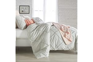 PERI HOME Chenille Lattice 100% Cotton Duvet Cover, King, Grey