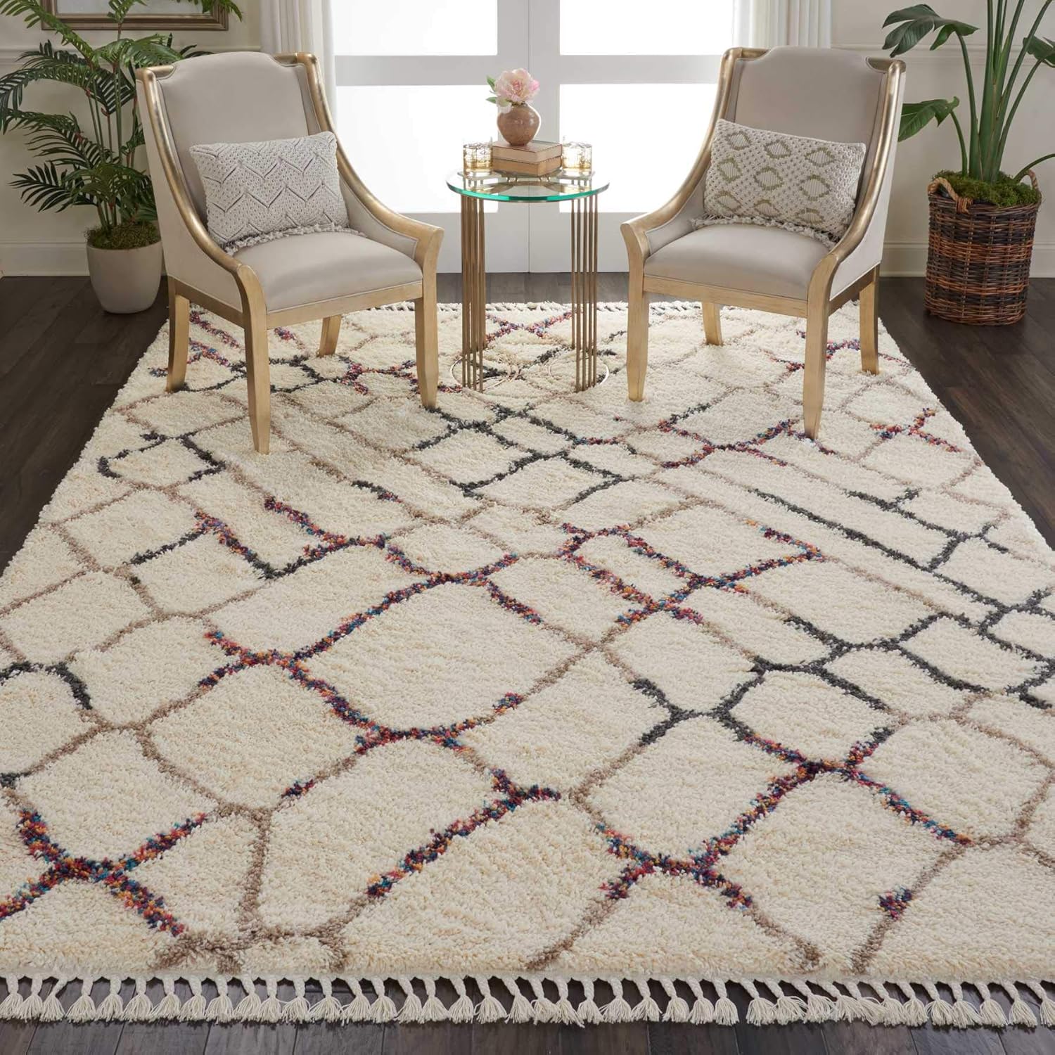 Nourison Nordic Shag Cream Scandinavian Area Rug 9' x 12
