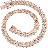 LMWTJE Mens Cuban link Chains Iced Out Miami Cuban Necklace Bling Diamond Hip Hop Jewelry for Men Women 13mm Silver/Yellow Gold/Rose Gold