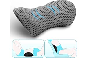 MIKIROY Lumbar Support Pillow for Office Chair and Car Seat, Memory Foam Lower Back Pillow, Neo Cushion for Low Back Pain Relief (Gray, Mesh)
