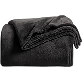 KMUSET Super Soft Throw Blanket Premium Silky Flannel Fleece Throw Size Black Microfiber Lightweight Blanket All Season Use