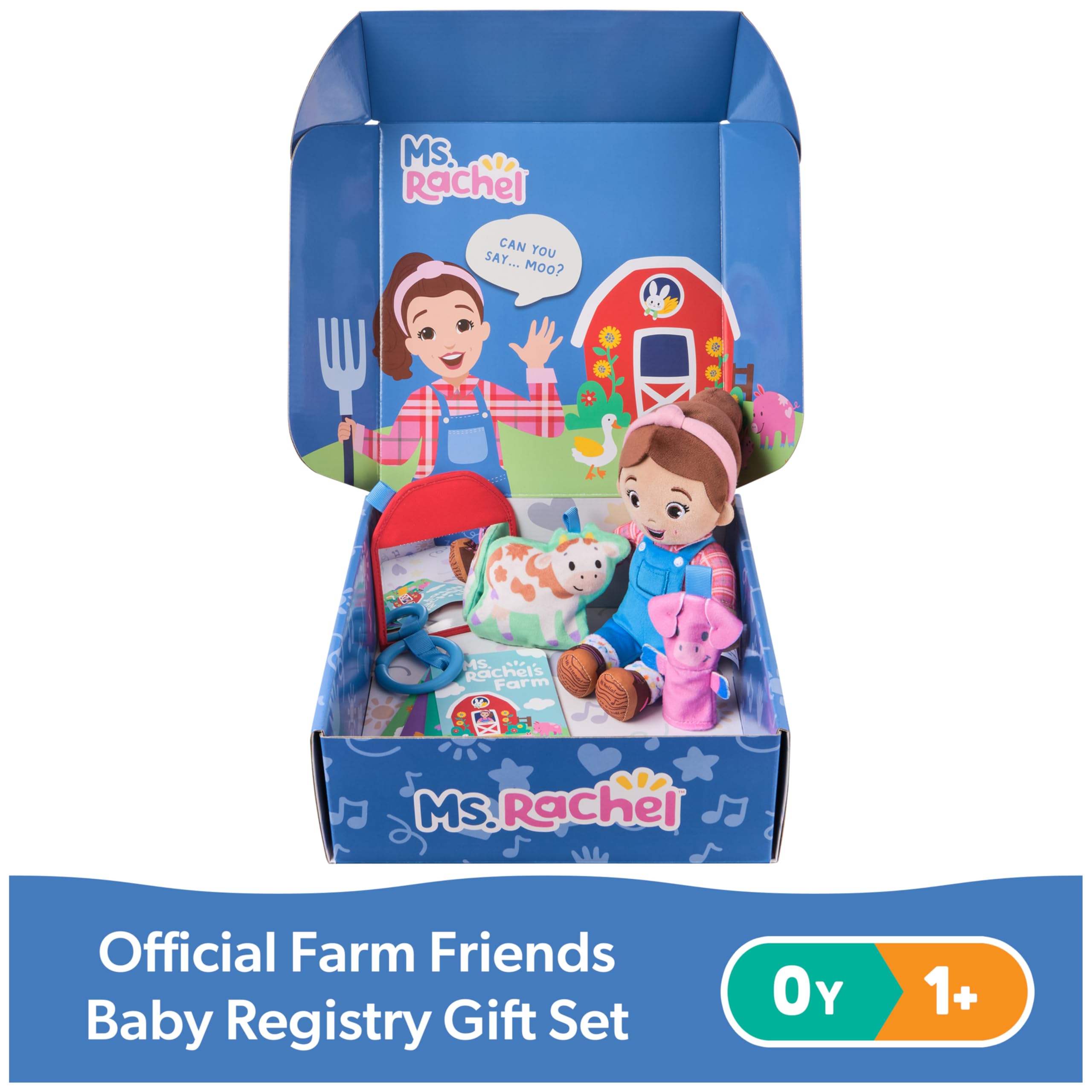 Ms. Rachel Official Farm Friends Baby Registry Gift Set with Plush, Animals Cards & Finger Puppet, Educational Toys & Baby Toys for Girls & Boys Ages 0+ (Amazon Exclusive)