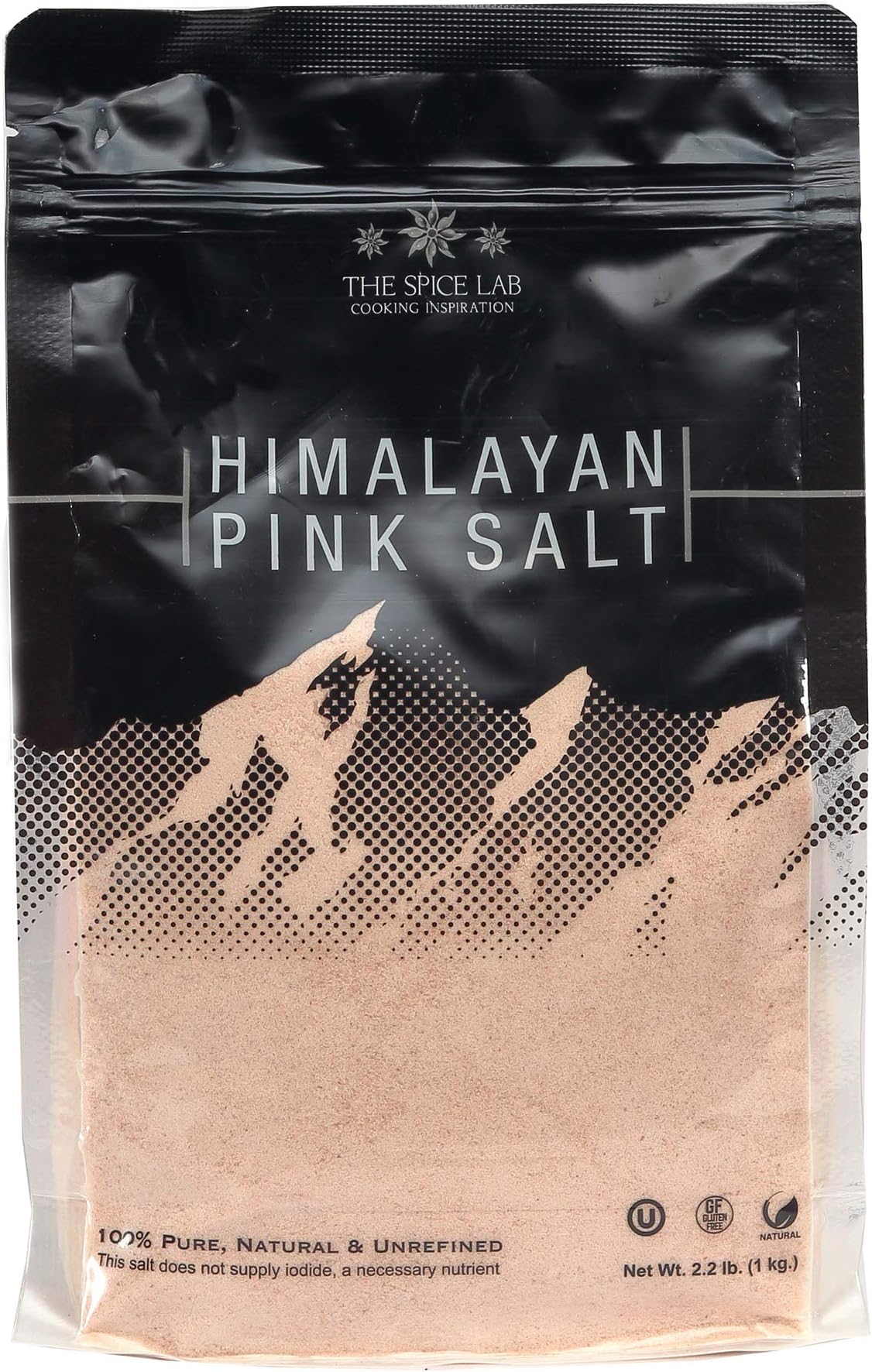 The Spice Lab Himalayan Salt - Super Fine 1 Kilo (2.2 Lbs) - Pink Himalayan Salt is Nutrient and Mineral Dense for Health - Gourmet Pure Crystal - Kosher & Natural Certified