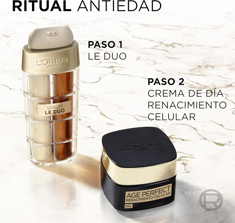 L'Oréal Paris Age Perfect Le Duo Sérum Anti Rides Rajeunissant et Hydratant pour Tous Types de Peptides de Collagène avec Vitamines B3 et C* Inspiré des Cosmétiques Coréens 30 ml