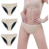 AIRCUTE Washable Super Absorbent Urinary Incontinence Underwear for Women Girls Bikini Panties for Bladder leaks 90ML, 3 Pack (Large, Beige)