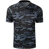 TAPULCO Mens Collarless Golf Shirts Short Sleeve Dry Fit Stretch Casual Breathable Lightweight Tshirts