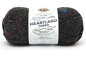 Lion Brand Yarn Heartland Yarn, Worsted-Weight Yarn for Knitting, Crocheting, and Crafting, 1 Pack, Black Canyon Tweed