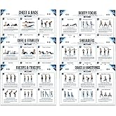 6-Day Cycle Full Body Workout Plan Laminated Home Gym Charts 8.5&rdquo;x11&ldquo; | Beginner to Intermediate Home Fitness Plan, Waterproof, Wipe Clean Easily, Fridge &amp; Wall Mount, Step by Step Exercises