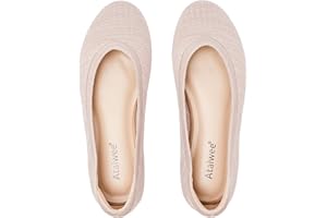 Ataiwee Women's Wide Width Flat Shoes, Lady Dress Round Toe Comfortable Office Ballet Flats.