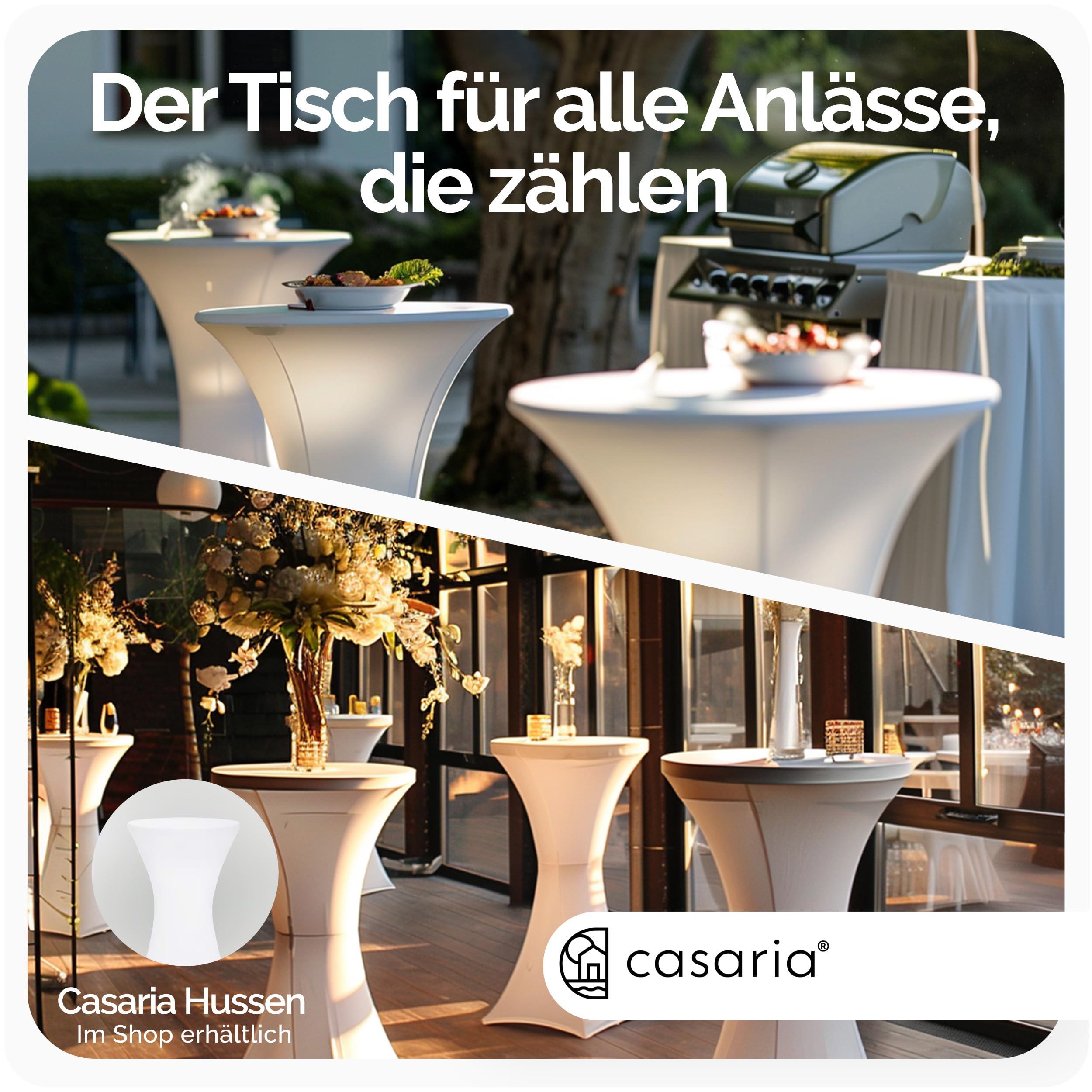 Casaria® Stehtisch Klappbar 110cm Hoch Rund Ø 60cm Outdoor Holz Stabil Garten Büffet Bistrotisch Bartisch Biertisch Partytisch Klapptisch Tisch Weiß 7