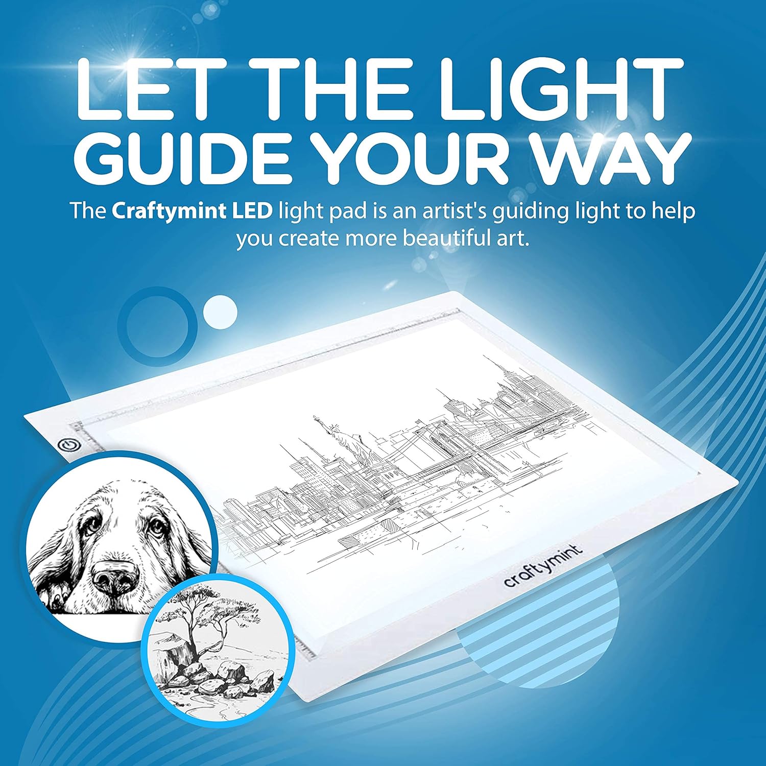 Crafty Mint Large Ultra Thin A4 Tracing Light Box - Portable USB Box and Diamond Painting Light Pad - Drawing Pads for Designers - Art Accessories and Gifts for Artists