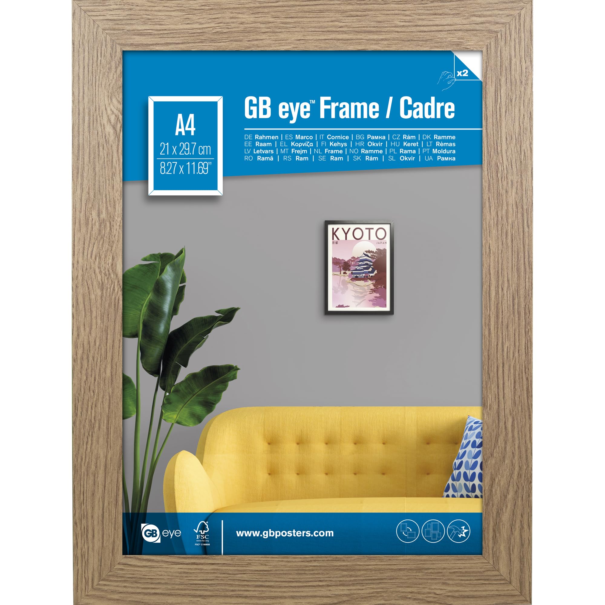 GB Eye Contemporary Wooden Oak Picture Frame - A4-21 x 29.7cm — image 1