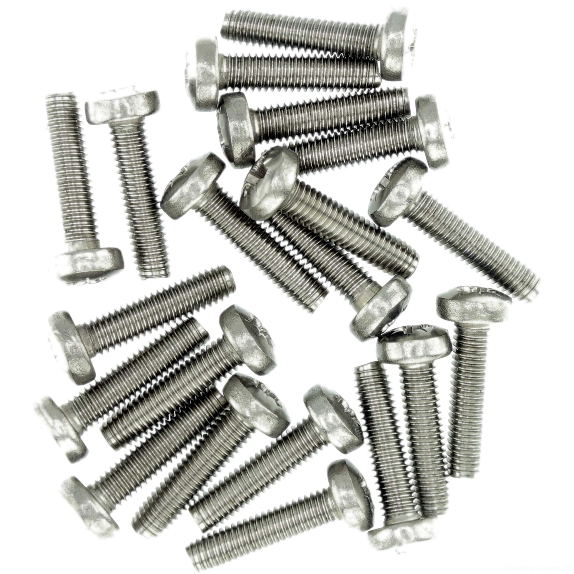 M6 (6mm x 10mm) Pozi Pan Thread Rolling Screw - Stainless Steel (A2) (Pack of 20)