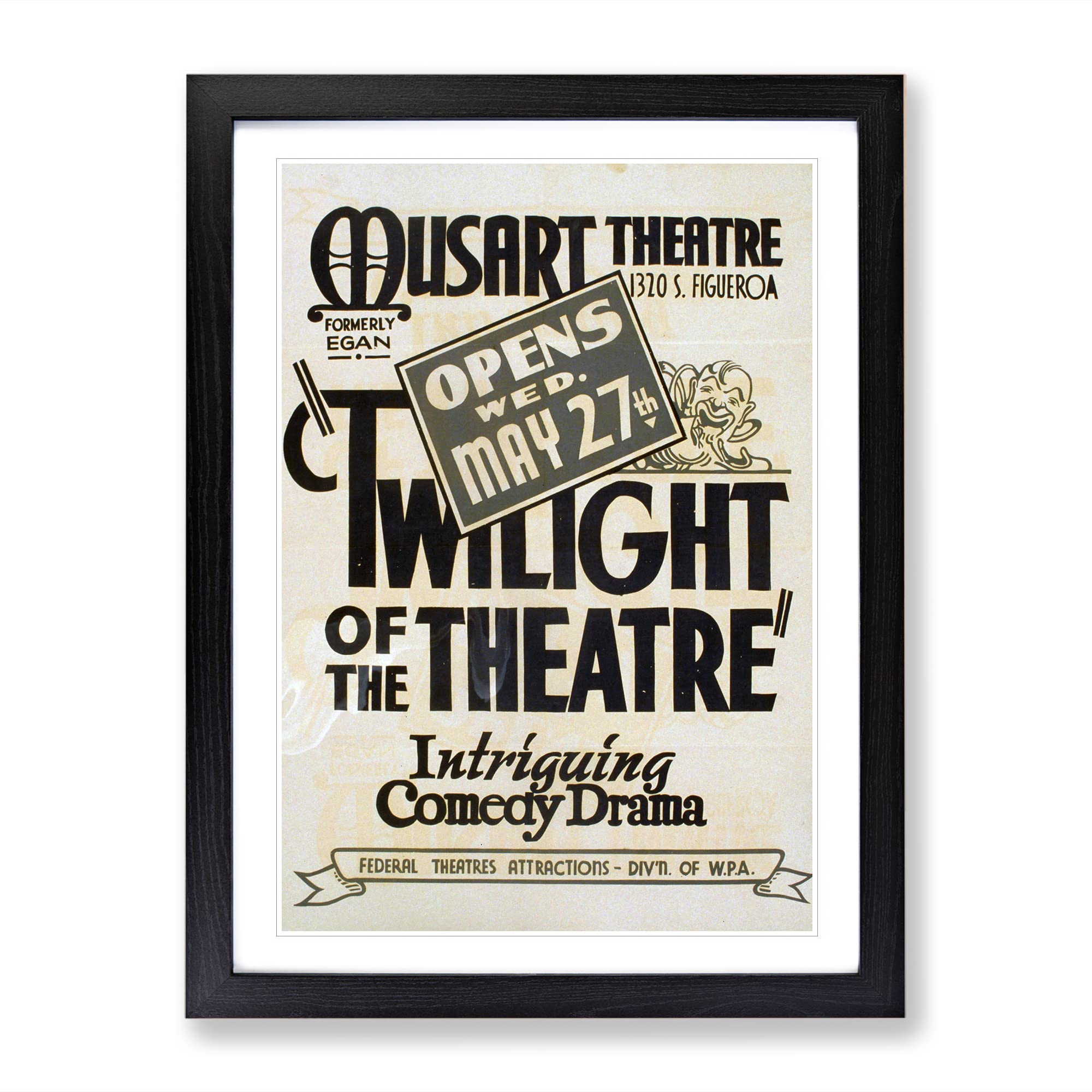 Wpa Twilight Of The Theatre Poster Vintage Framed Wall Art Print, Ready to Hang Picture for Living Room Bedroom Home Office Décor, Black A3 (34 x 46 cm)
