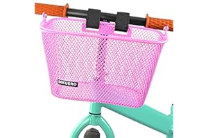 Mkuero Kids Bike Basket, Front Bicycle Basket for Boy and Girl, Metal Children's Bicycle Basket, Cute Kids Bike Decorative Accessories for Kids Bikes, Balance Bikes, Scooters