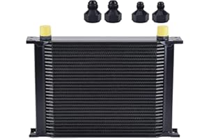 EVIL ENERGY 30 Row Oil Cooler, 10AN Stacked Plate Transmission Engine Cooler Universal British Radiator Aluminium Black