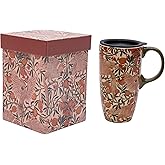 Topadorn 17oz Ceramic Travel Coffee Mug with Sealed Lid Tea Cup with Color Box, Microwave & Dishwasher Safe, Unique Coffee Mug for Latte & Hot Chocolate, Red