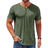 COOFANDY Mens Henley Shirts Short Sleeve Casual T Shirt Plain Slim Fit Henley Stylish Summer Tee Shirts with Pocket